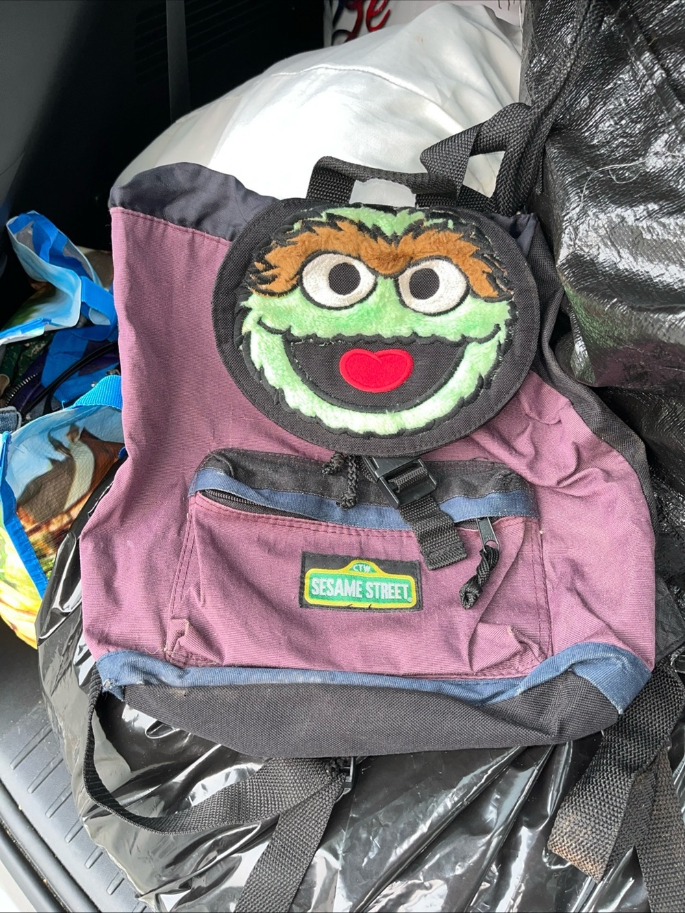 Sesame Street Purple and Black Oscar the Grouch Backpack